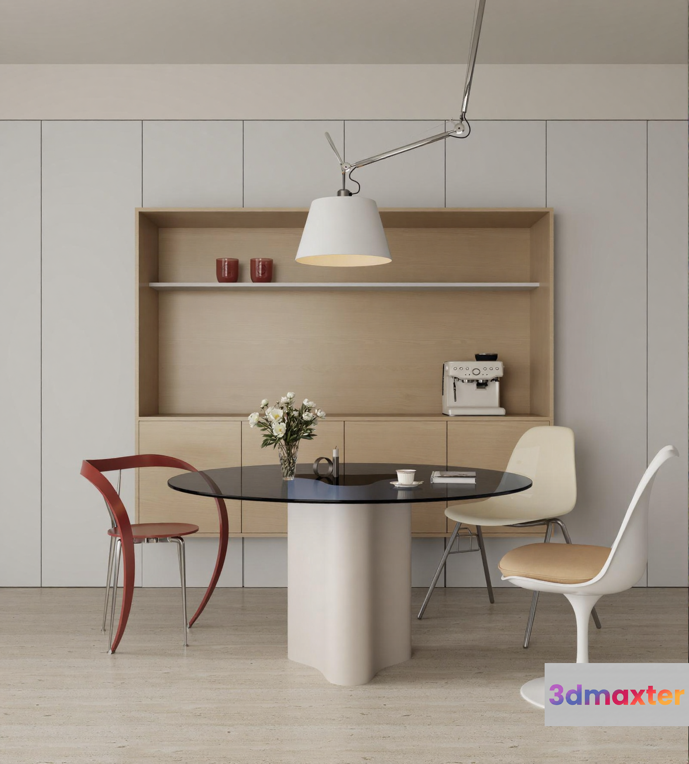 Modern Minimalist Dining Area 3D Model - 5498 - VRAY Render