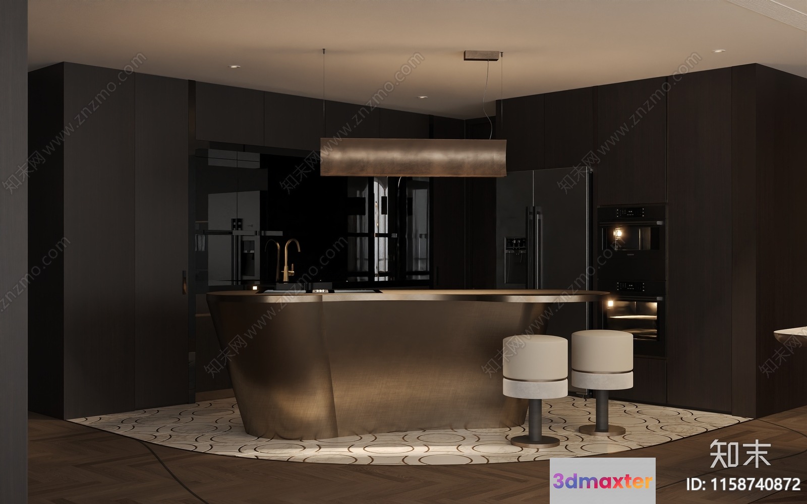 Modern Kitchen Island 3D Model - 8140 - VRAY Render