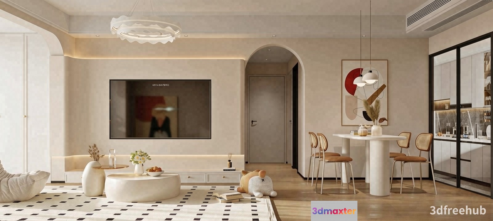Modern Living Room 3D Model - 21784 - VRAY Render