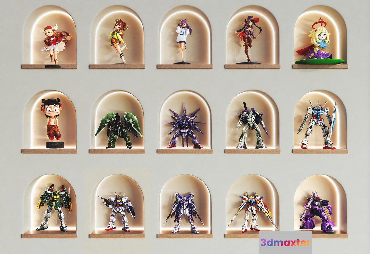 A Collection Of Figurines 3D Model - 5304 - VRAY Render