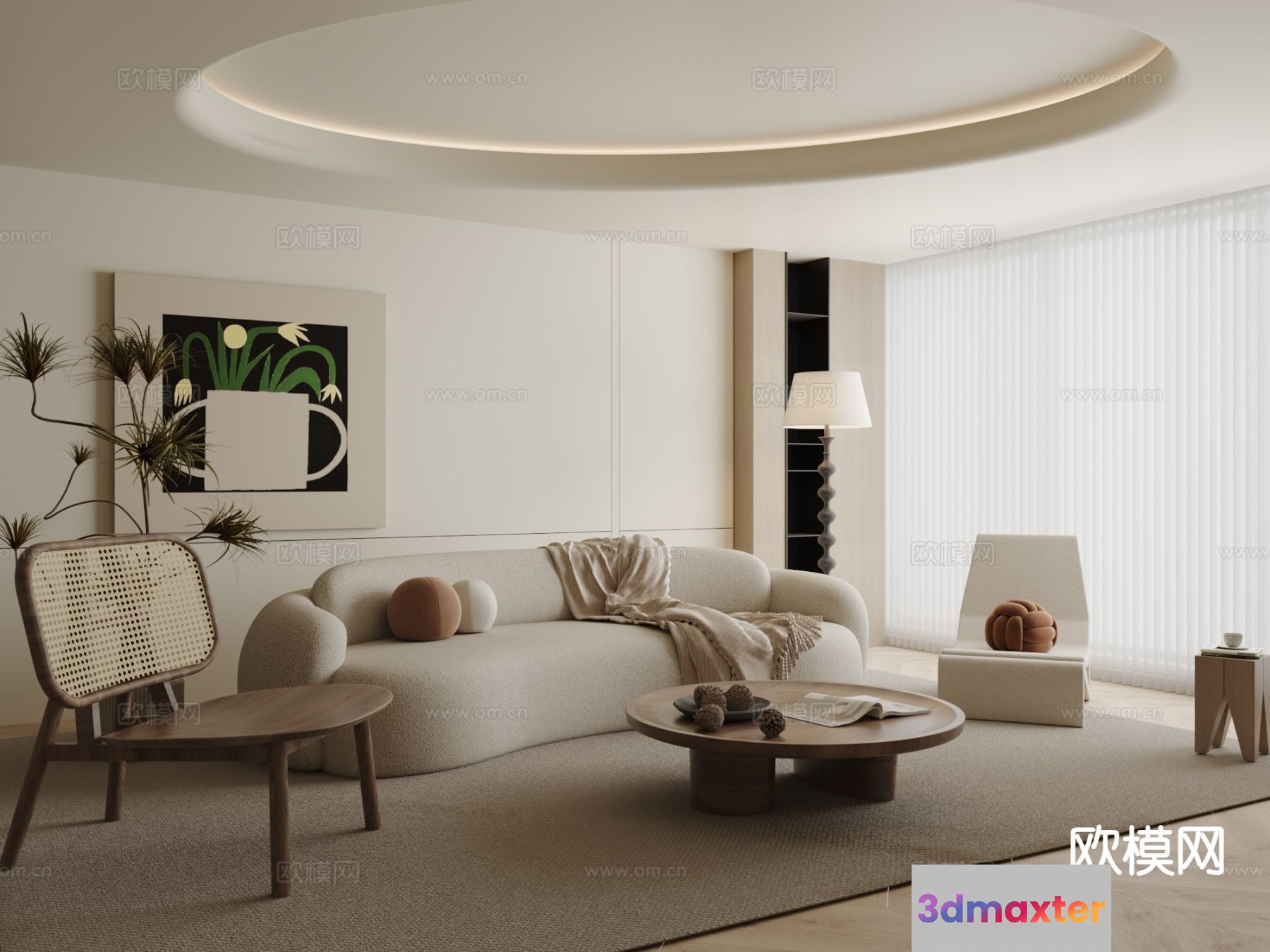 Modern Living Room 3D Model - 393 - VRAY Render