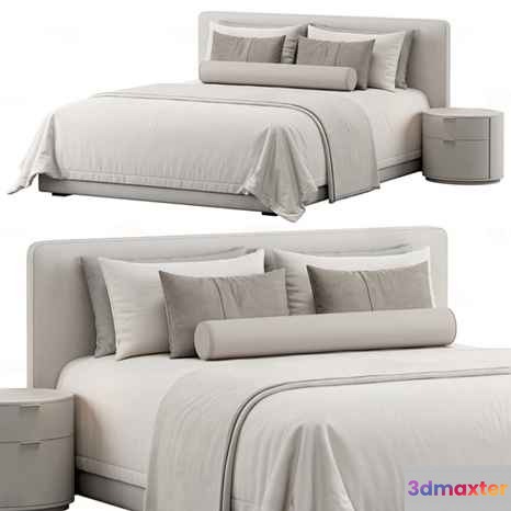Modern Beige Bed 3D Model - 19506 - VRAY Render