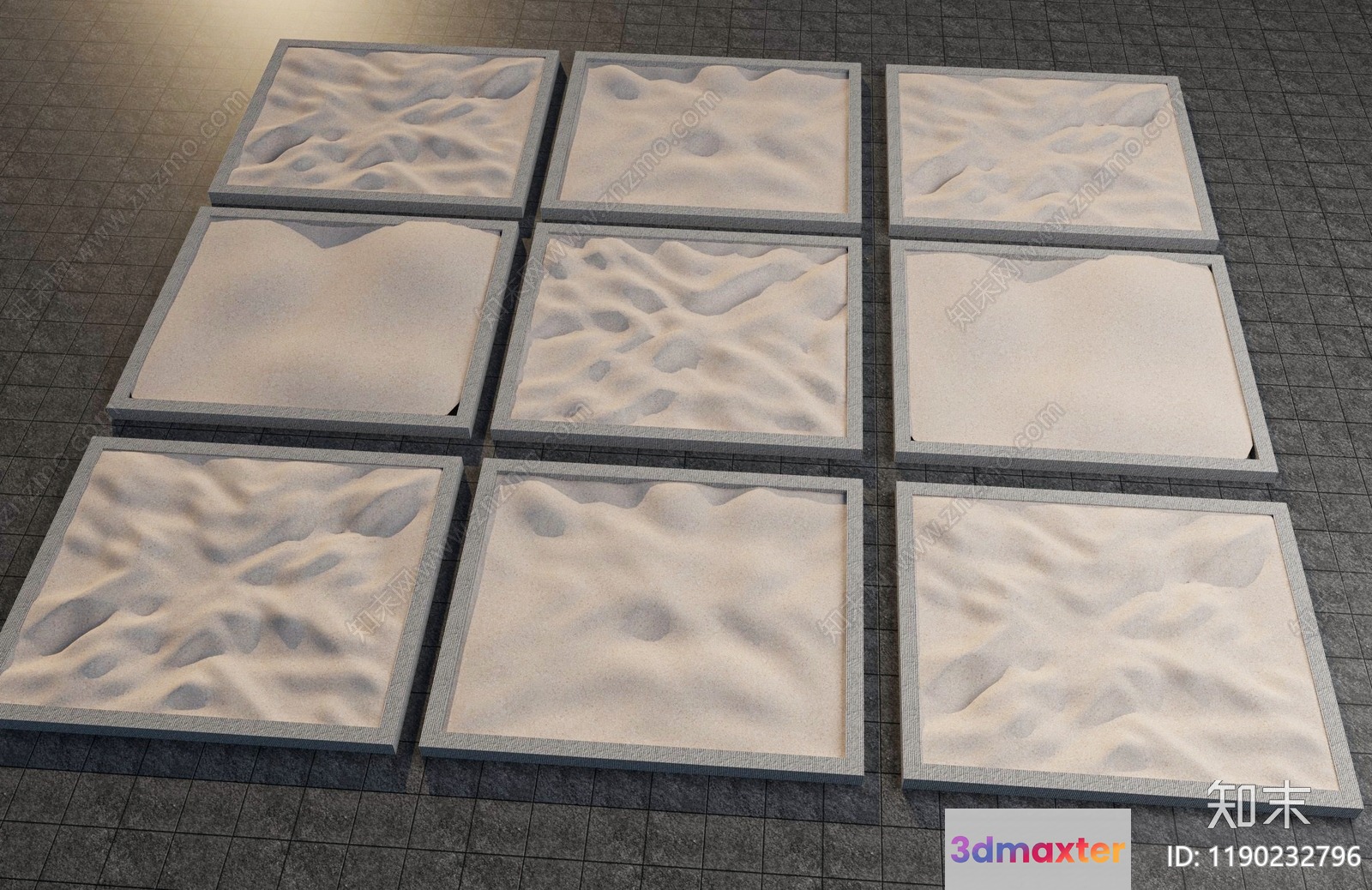 The Single Main Subject Is Sand-Covered Art Pieces 3D Model - 5103 - VRAY Render