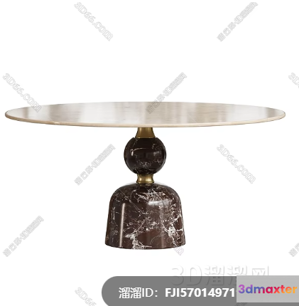 Modern Table With Marble Base 3D Model - 285 - VRAY Render