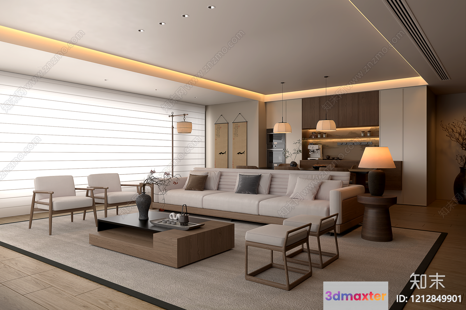 Modern Living Room 3D Model - 4018 - VRAY Render