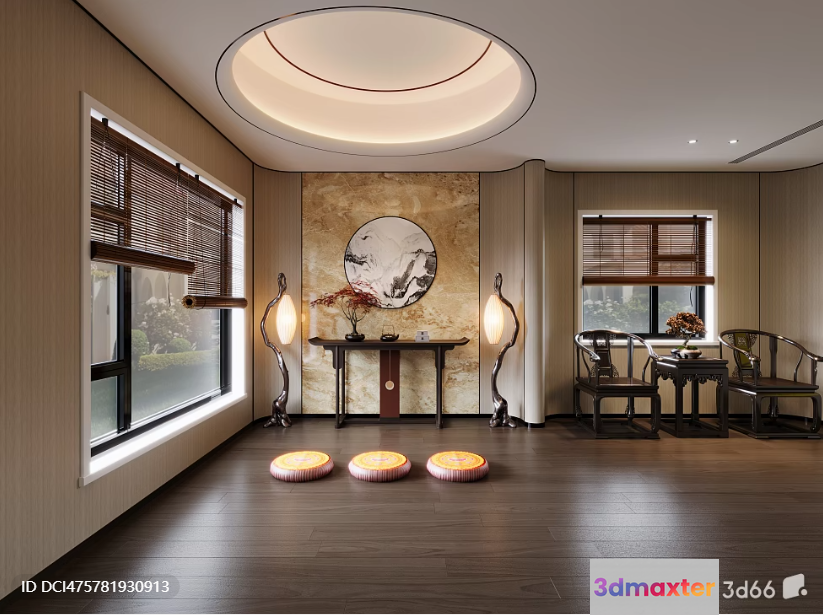 Modern Asian-Inspired Living Room 3D Model - 21928 - VRAY Render