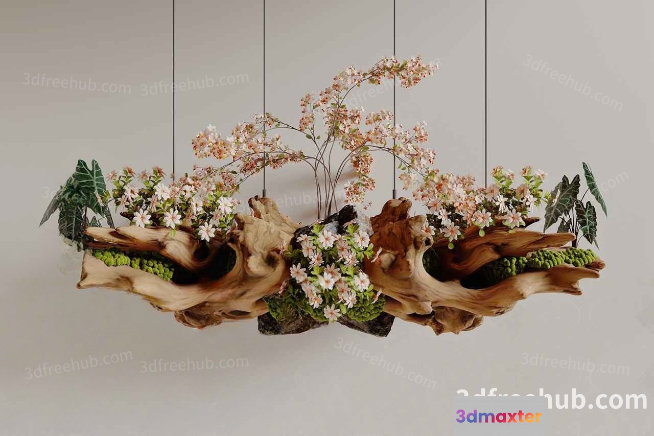 Artificial Flowers And Driftwood 3D Model - 18550 - VRAY Render