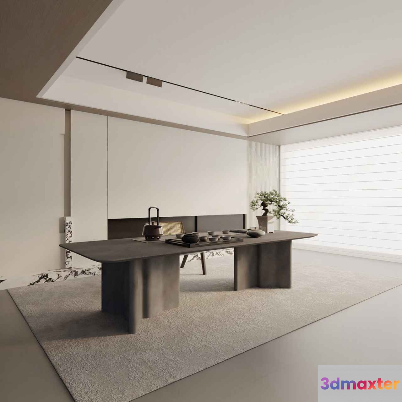 Modern Minimalist Dining Room 3D Model - 11140 - VRAY Render