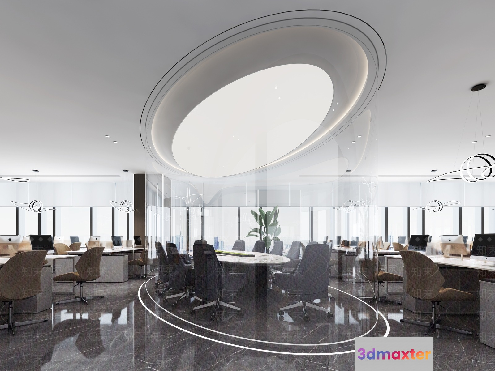 Modern Office Space 3D Model - 1602 - VRAY Render