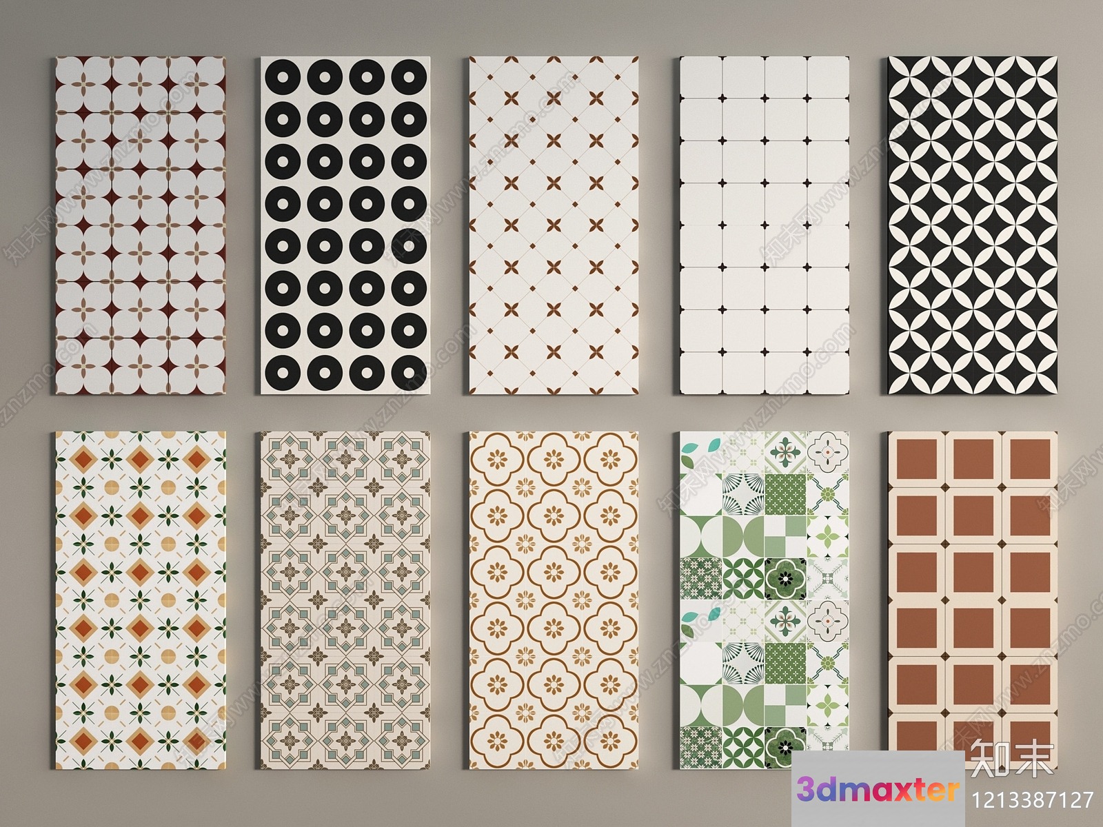 Tiled Wall Coverings 3D Model - 10249 - VRAY Render