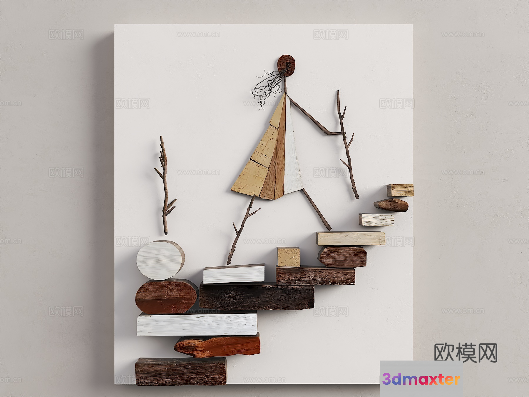 Abstract Wooden Art Piece 3D Model - 16322 - VRAY Render