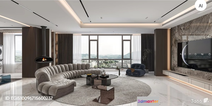 Modern Living Room 3D Model - 3069 - VRAY Render