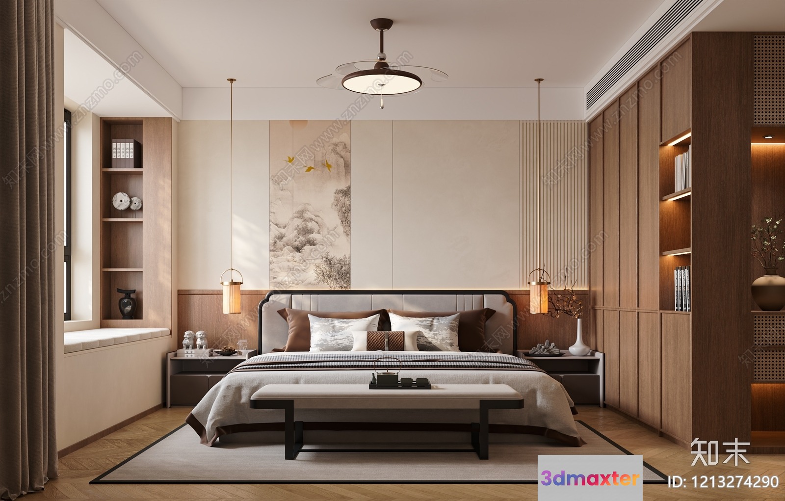 Cozy Bedroom 3D Model - 3013 - VRAY Render