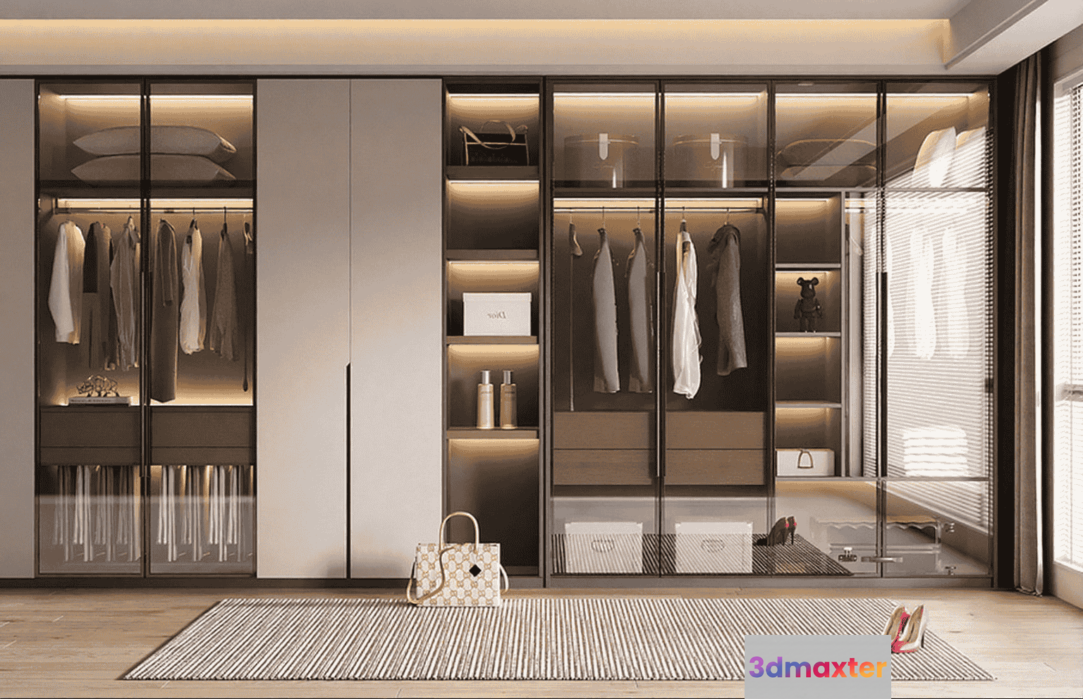 Modern Glass Wardrobe 3D Model - 14640 - VRAY Render