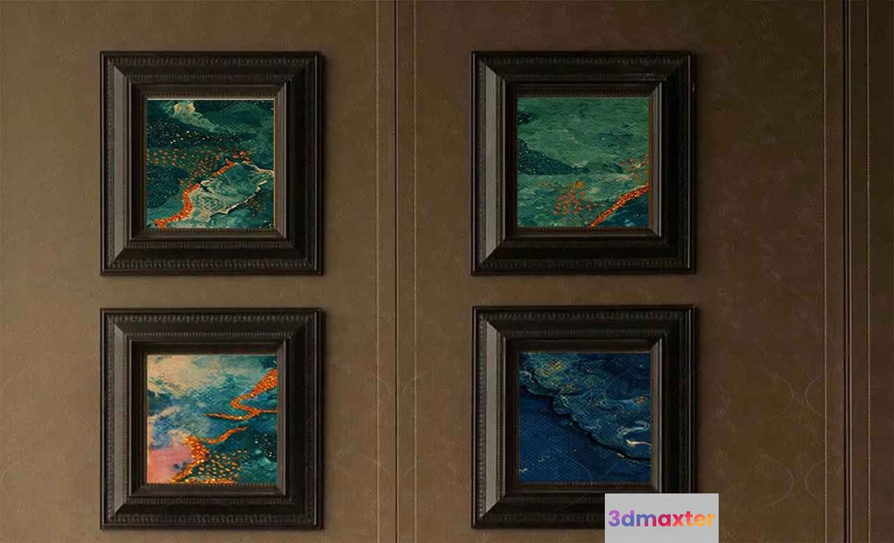 Four Framed Paintings 3D Model - 23690 - VRAY Render