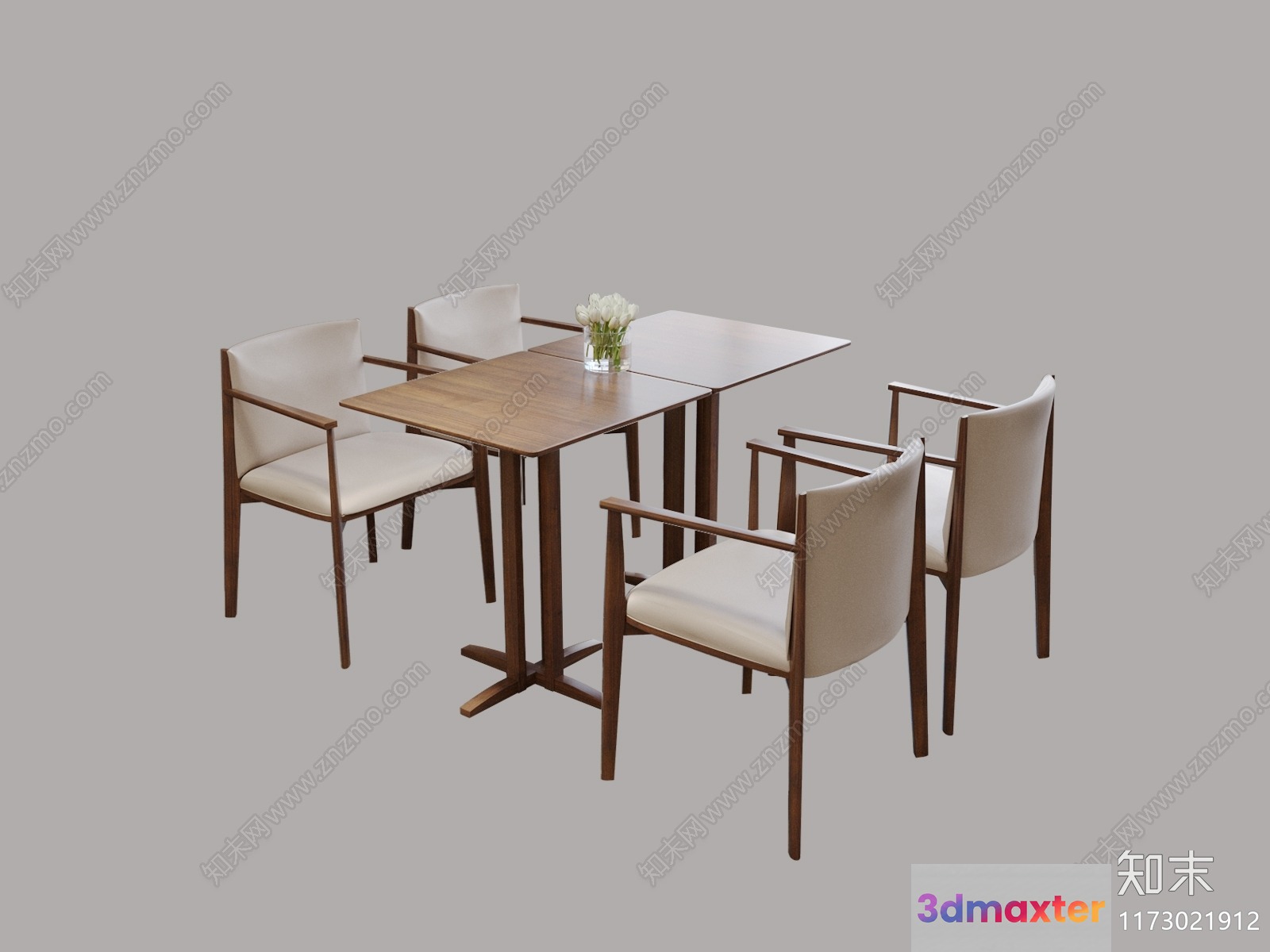 Wooden Dining Table And Chairs 3D Model - 12871 - CORONA Render