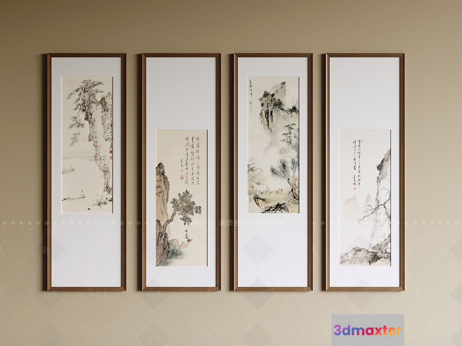 Four Framed Paintings 3D Model - 1446 - CORONA Render