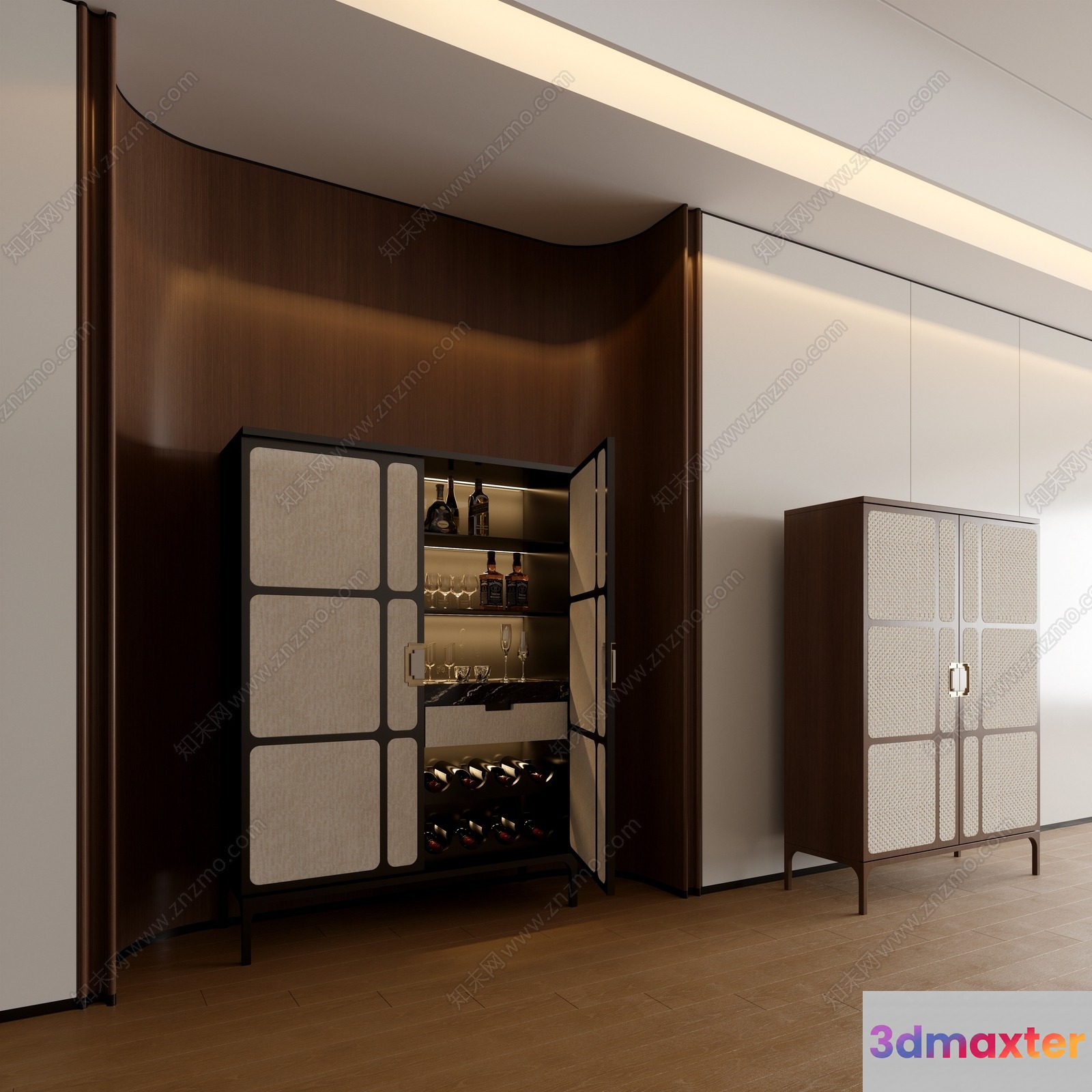 Modern Wine Storage Cabinet 3D Model - 17114 - VRAY Render