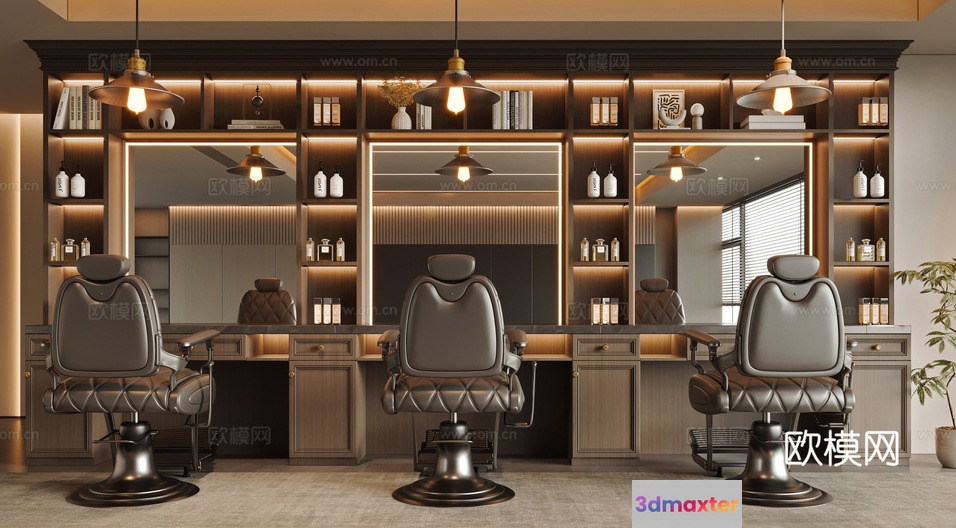 Modern Barber Chairs 3D Model - 14238 - CORONA Render