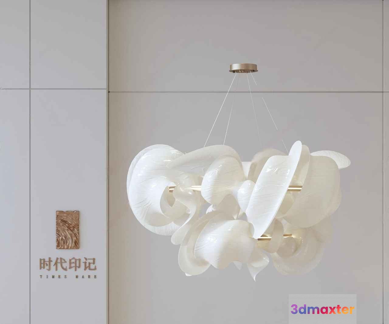 The Single Main Subject Is A White Chandelier 3D Model - 4354 - VRAY Render