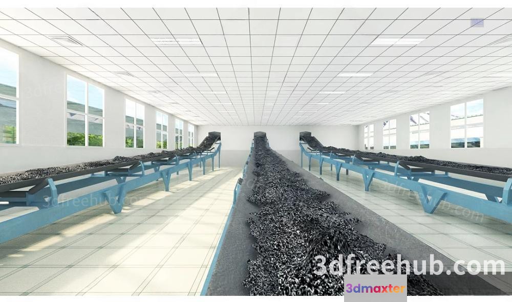 The Single Main Subject Is A Large Room With Conveyor Belts 3D Model - 20170 - VRAY Render