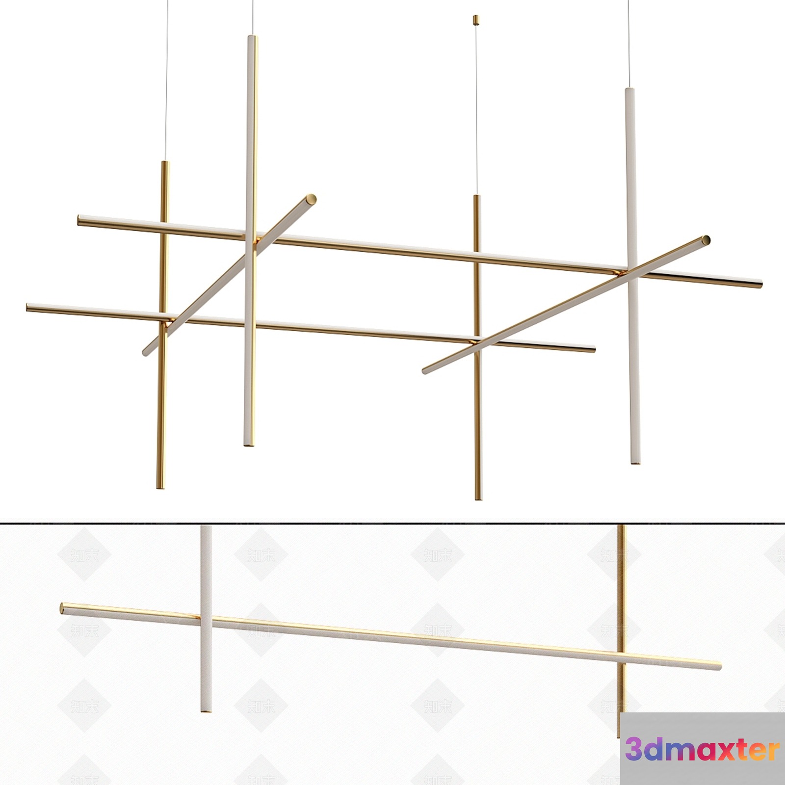 Gold Light Fixture 3D Model - 3175 - VRAY Render