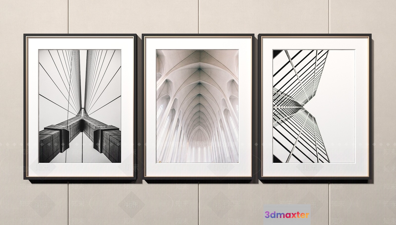 Modern Black And White Artwork 3D Model - 7624 - VRAY Render