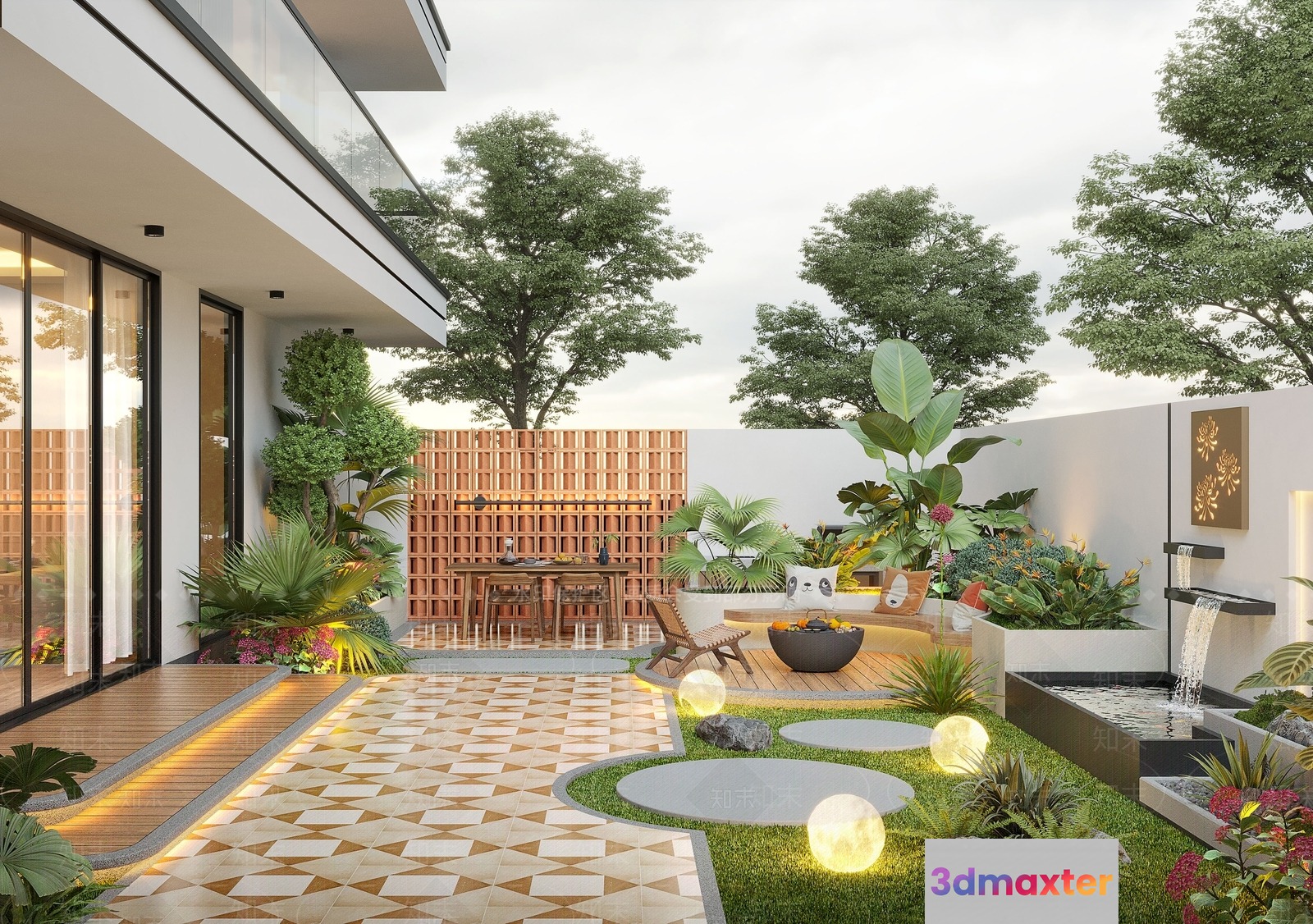 Modern Outdoor Patio 3D Model - 10910 - VRAY Render