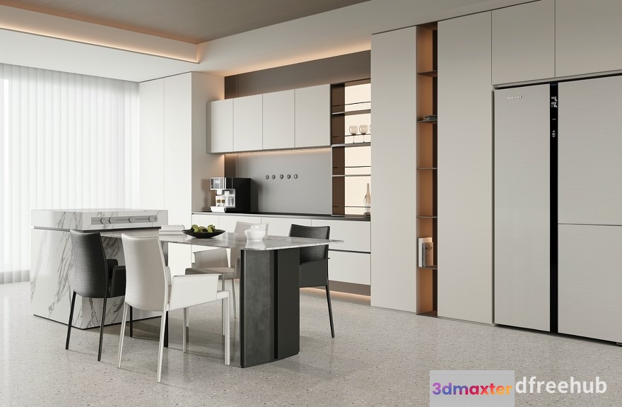Modern Minimalist Kitchen 3D Model - 19719 - VRAY Render