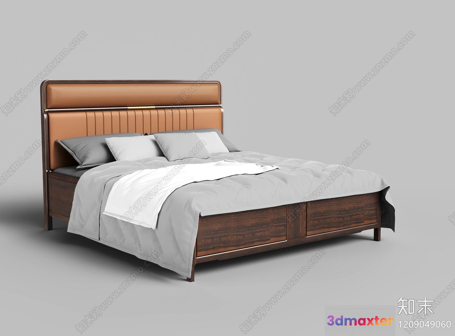 Modern Wood Bed 3D Model - 13904 - VRAY Render