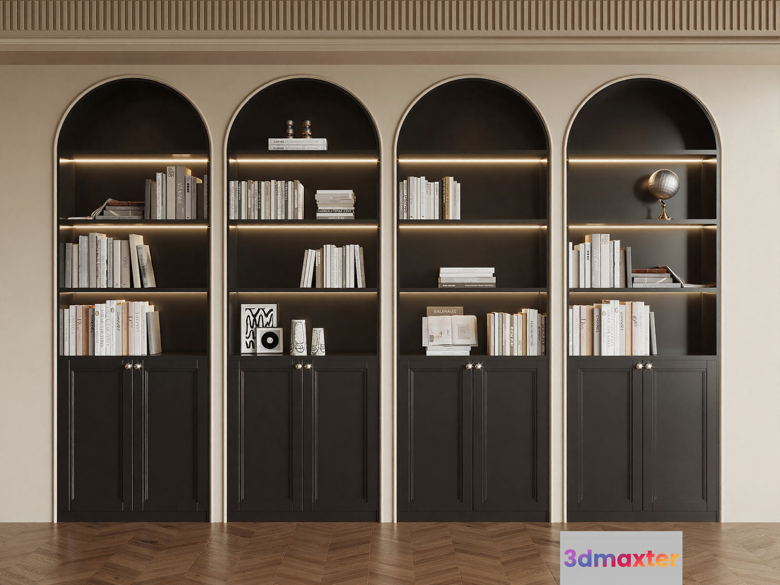 Modern Bookshelves 3D Model - 6197 - VRAY Render