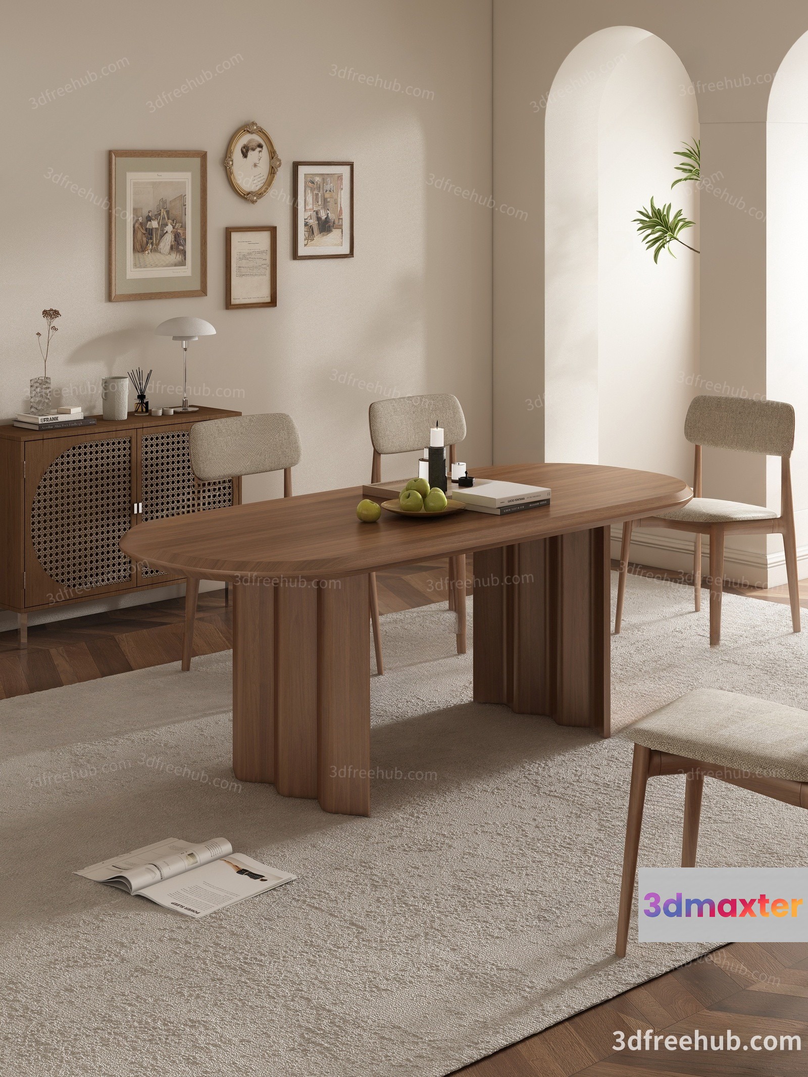 Modern Dining Room 3D Model - 21848 - VRAY Render