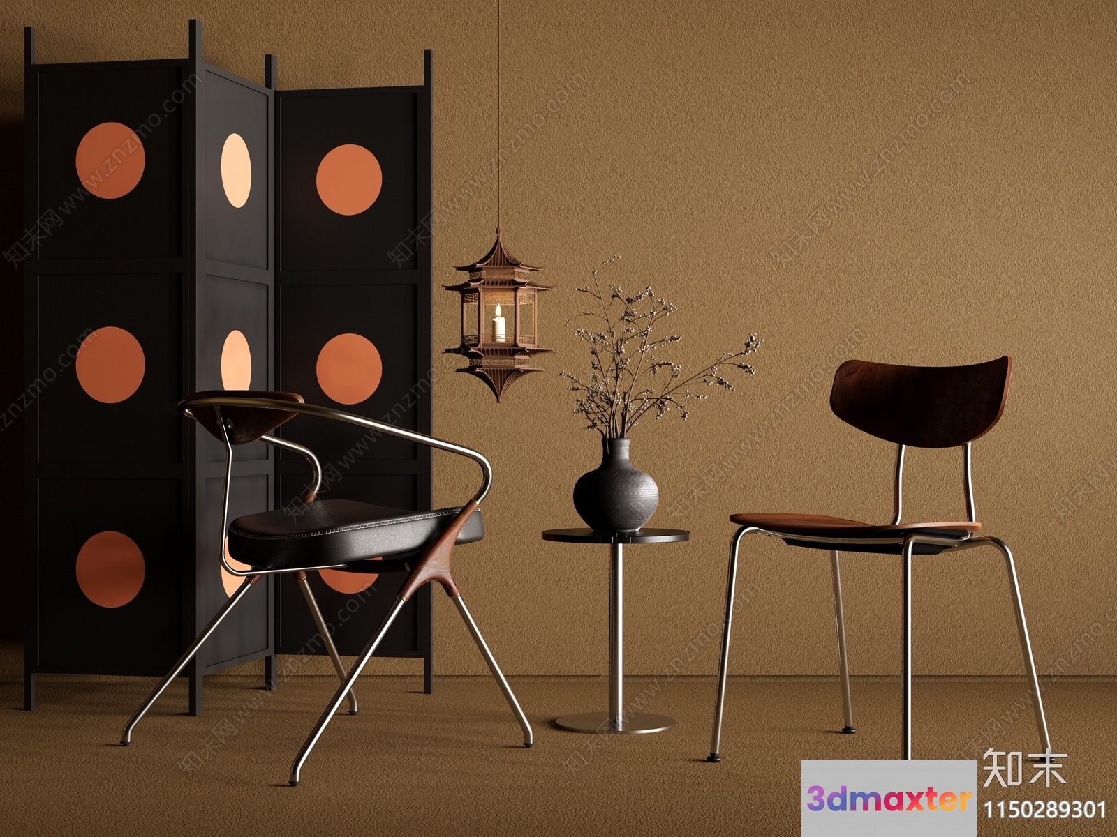 Mid-Century Modern Furniture In A Minimalist Setting 3D Model - 12265 - VRAY Render