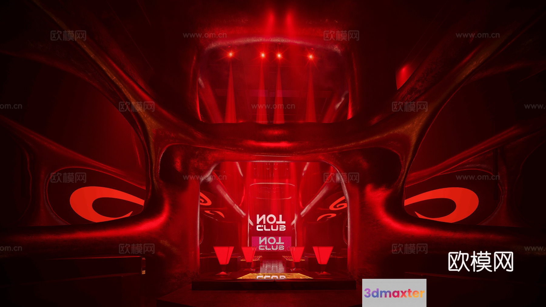 A Stage With A Red Theme 3D Model - 22376 - VRAY Render