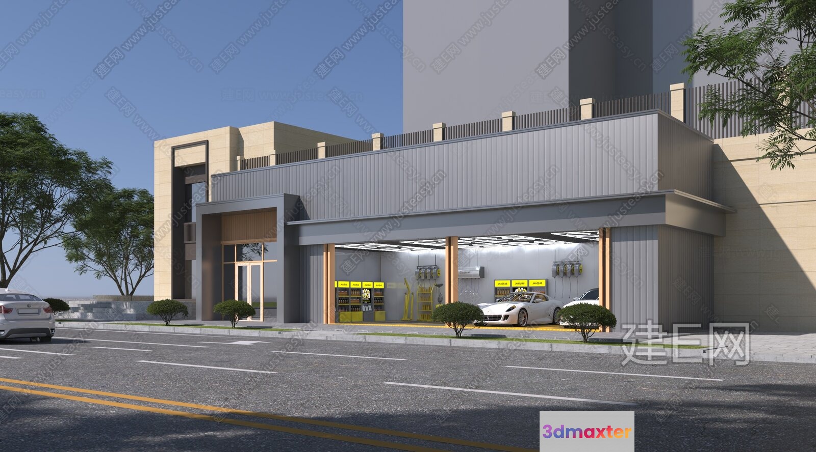 Modern Commercial Building 3D Model - 10553 - VRAY Render