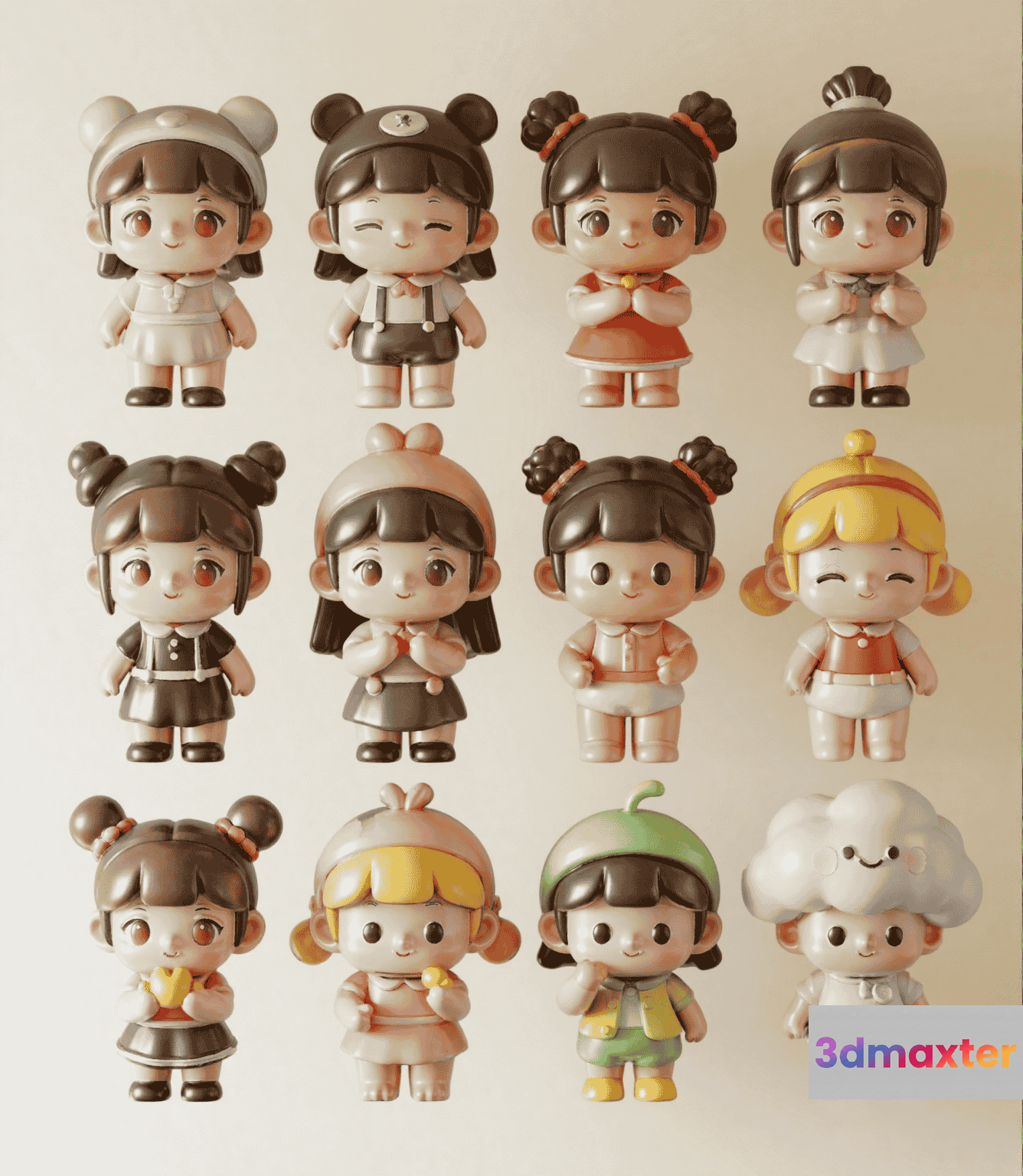 Small Cartoon Figures 3D Model - 14231 - CORONA Render
