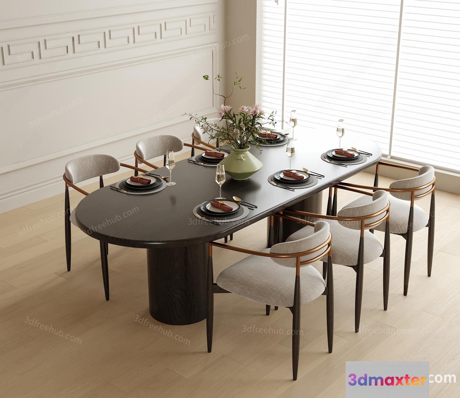 Modern Dining Table 3D Model - 20193 - VRAY Render