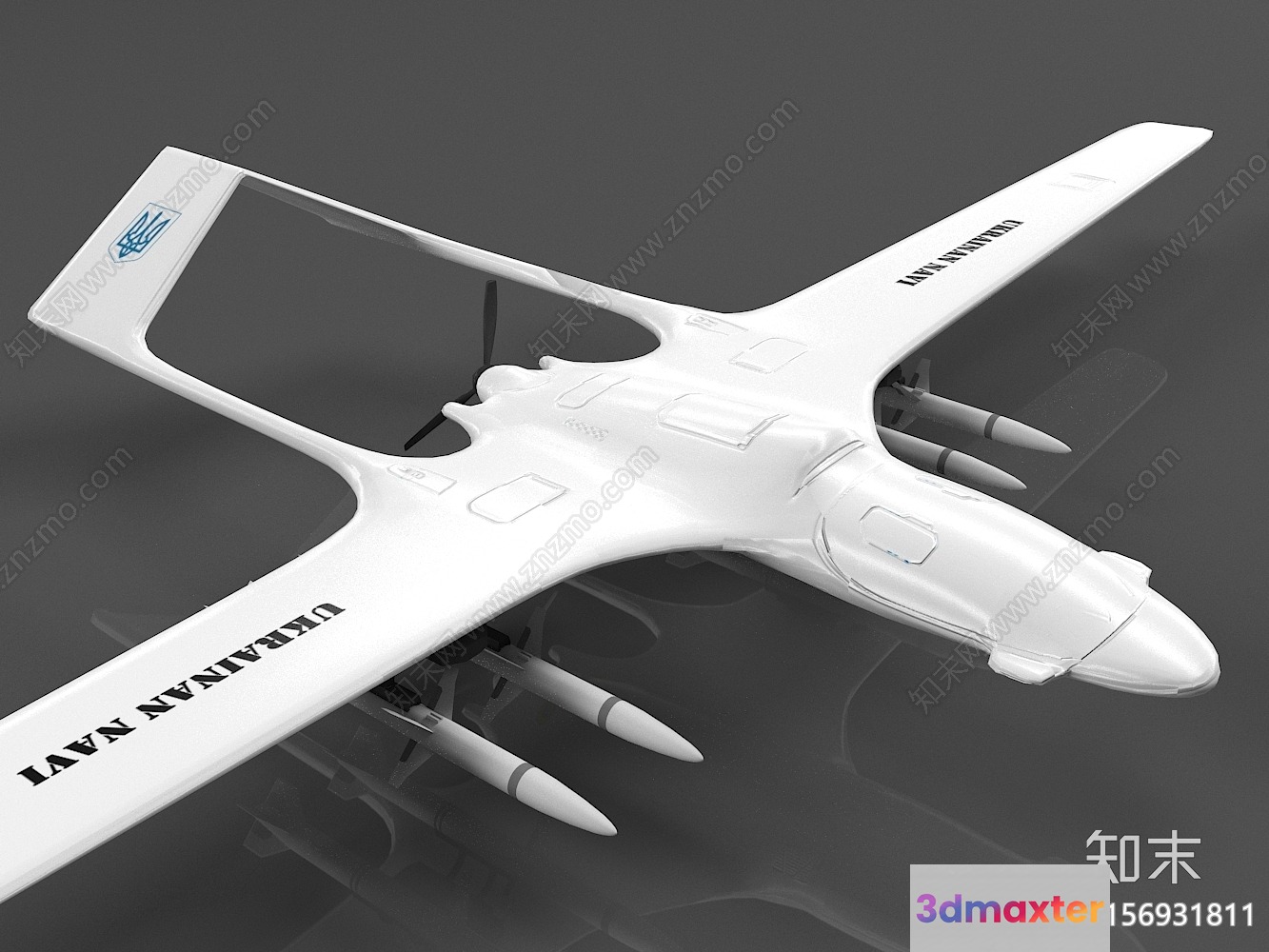 White Model Airplane 3D Model - 5784 - VRAY Render