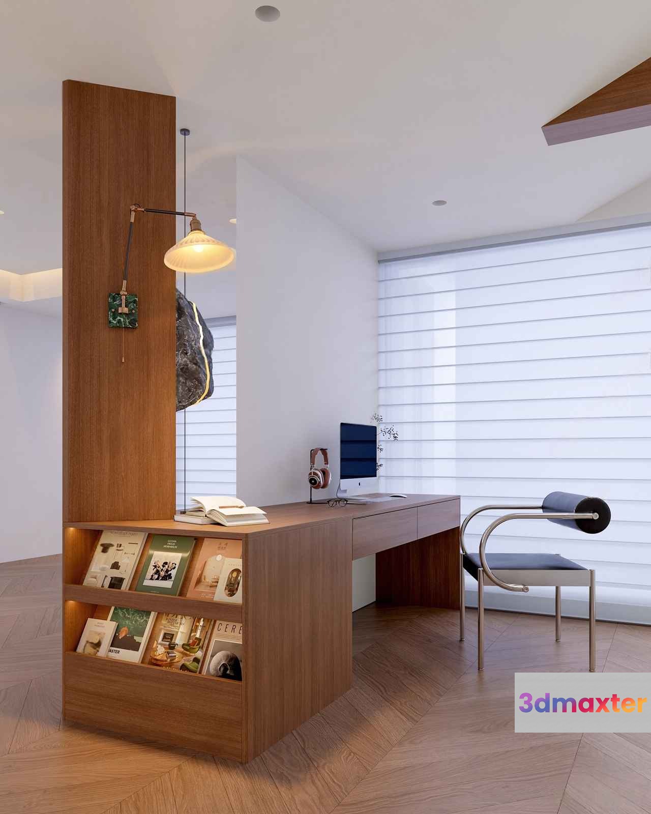 Modern Wooden Desk 3D Model - 5209 - VRAY Render