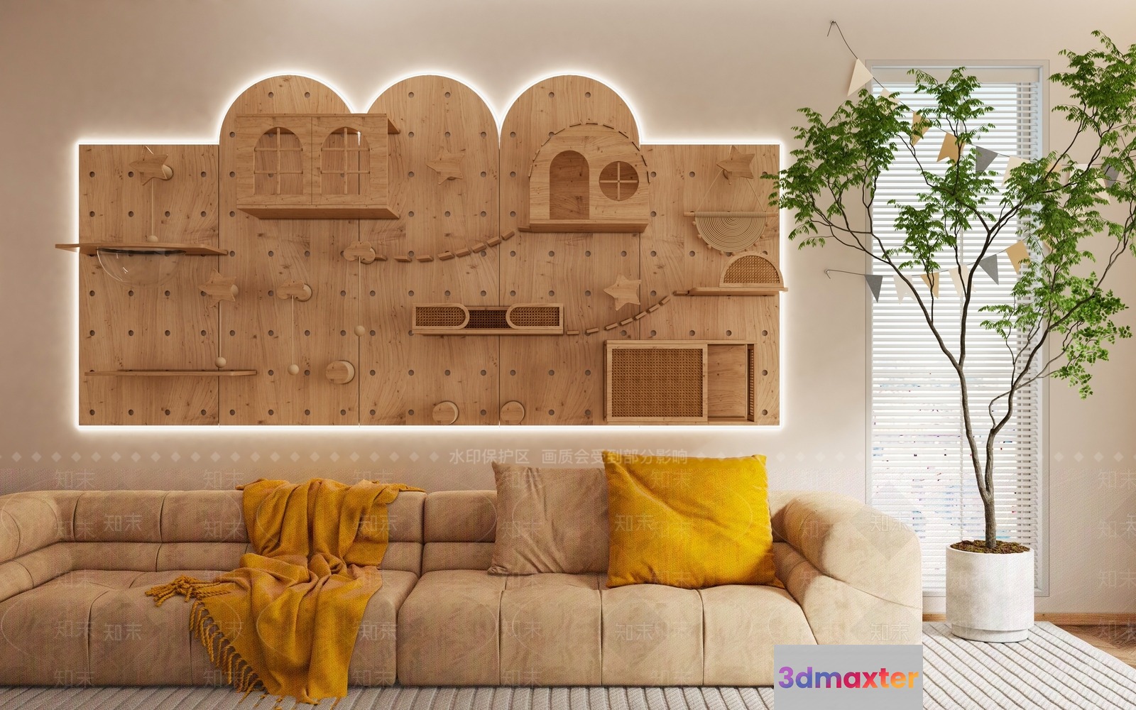 A Beige Couch 3D Model - 11728 - VRAY Render