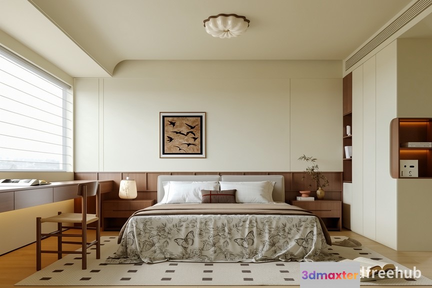 Cozy Modern Bedroom 3D Model - 19339 - VRAY Render