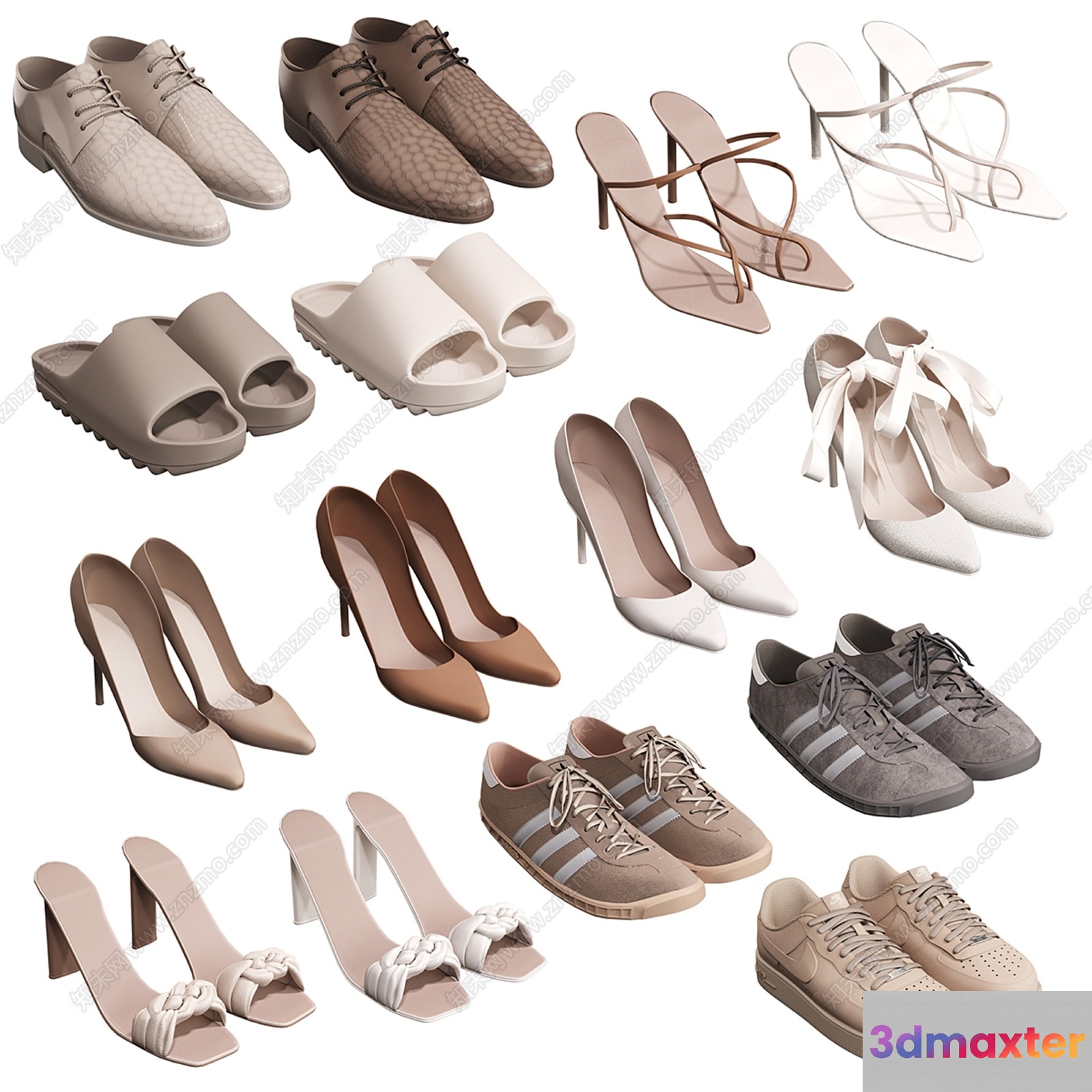 Various Shoes In Neutral Colors 3D Model - 20149 - VRAY Render