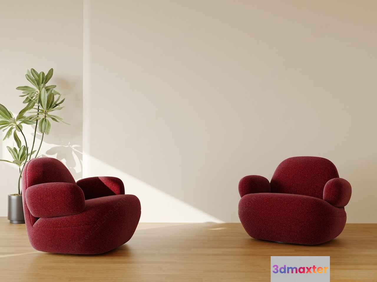 Modern Red Chairs 3D Model - 15577 - CORONA Render