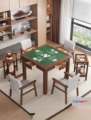Wooden Card Table 3D Model - 4765 - CORONA Render