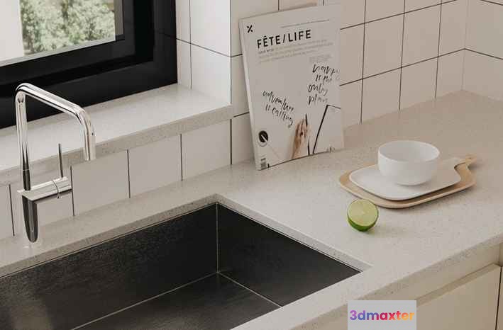 Modern Kitchen Countertop 3D Model - 1127 - CORONA Render