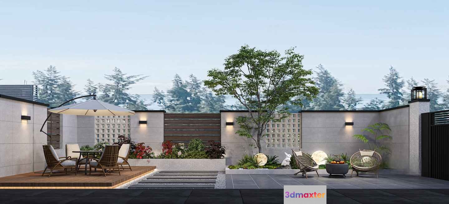Modern Outdoor Patio 3D Model - 11326 - CORONA Render