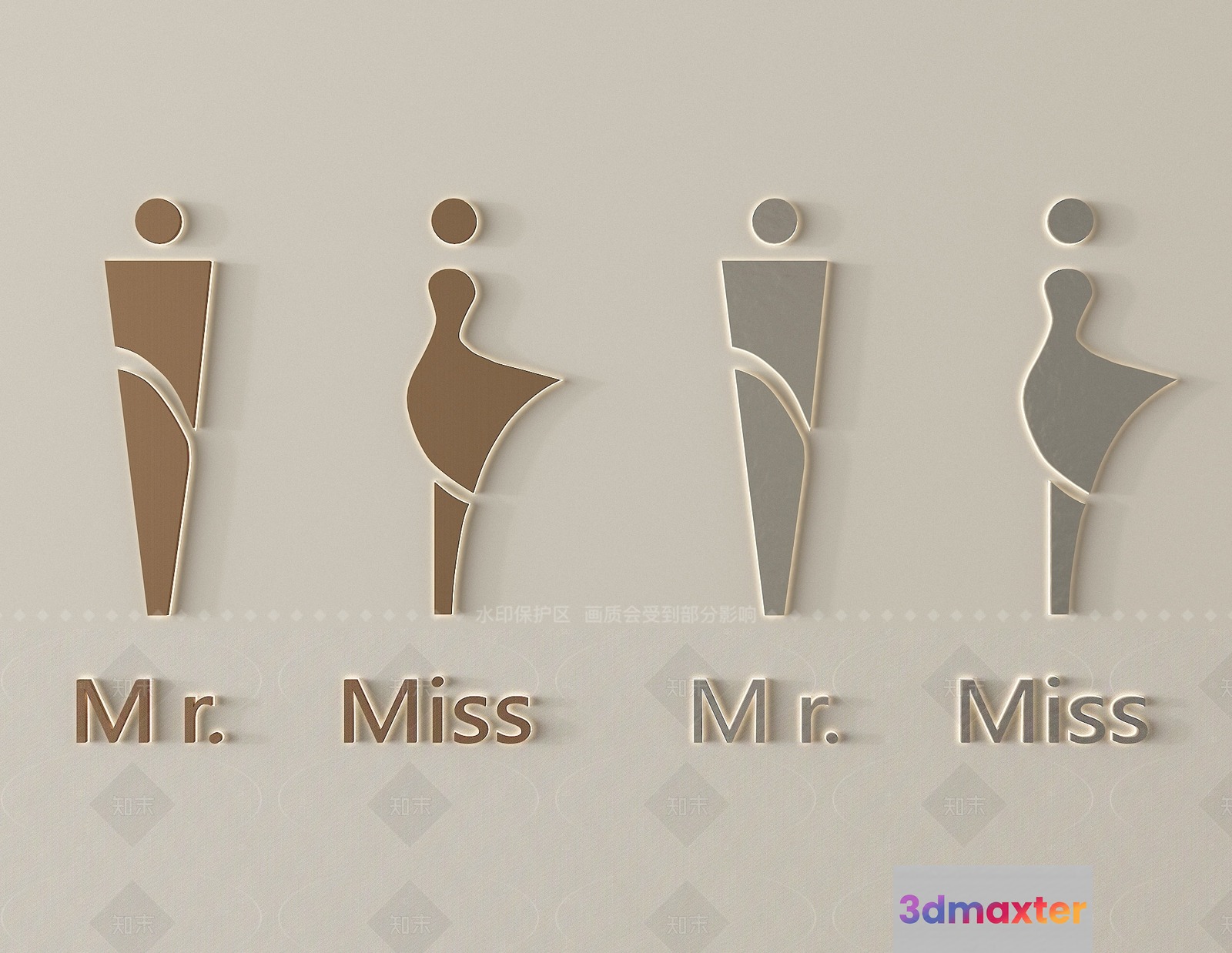 A Sign With Mr. And Miss Symbols 3D Model - 12780 - VRAY Render