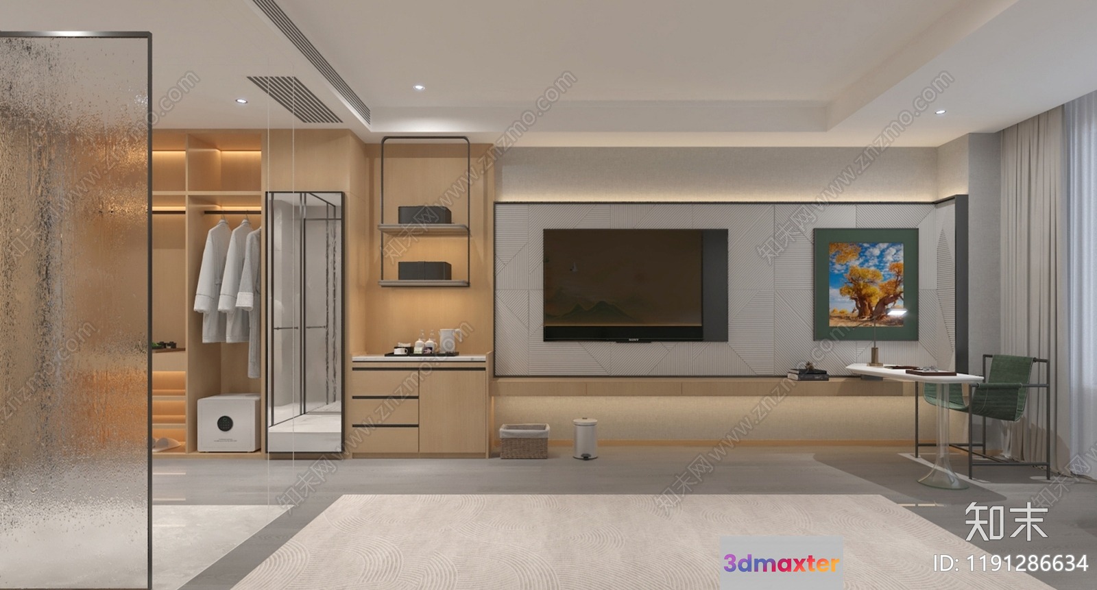 Modern Living Room 3D Model - 152 - VRAY Render
