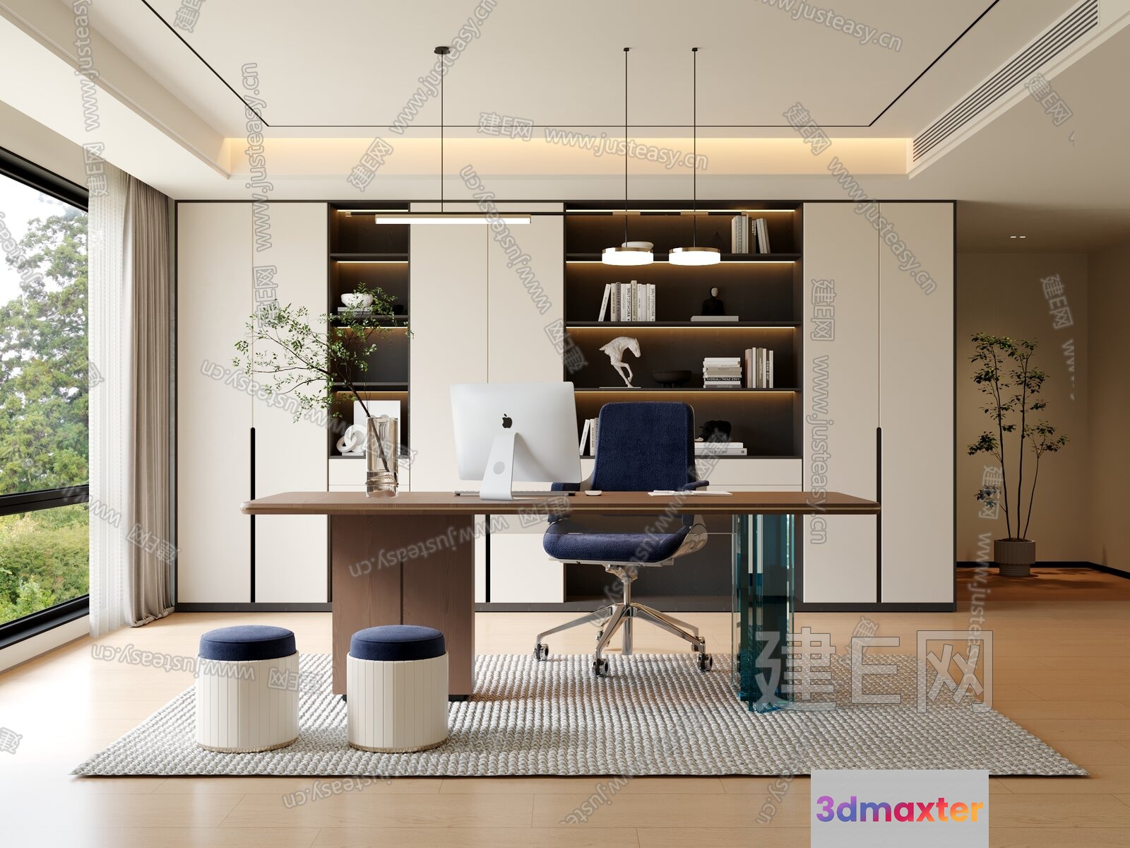A Modern Office Space 3D Model - 411 - VRAY Render