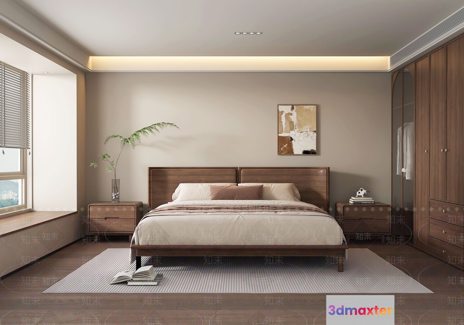 Modern Bedroom Setup 3D Model - 11874 - VRAY Render